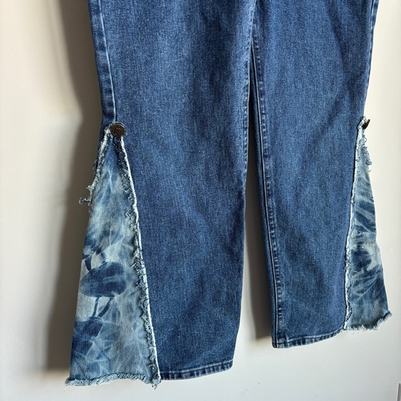 Vintage Lee Riders Women's Patchwork Tie Dye Boho High Rise Flare Jeans - Picture 2 of 10